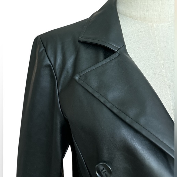 Evereve High Line Faux Vegan Leather Black Blazer Jacket Size Small - Picture 4 of 11